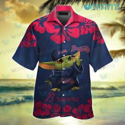 Atlanta Braves Hawaiian Shirt Baby Yoda Hibiscus Pattern Braves Gift
