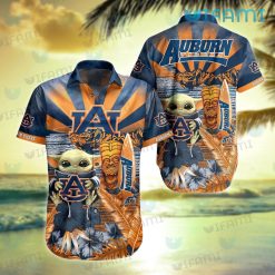 Auburn Hawaiian Shirt Baby Yoda Tiki Mask Auburn Tigers Gift