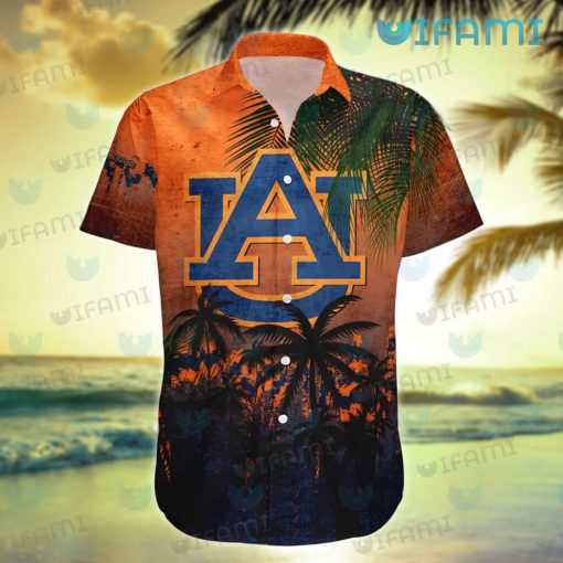 Auburn Hawaiian Shirt Coconut Tree Pattern Auburn Gift