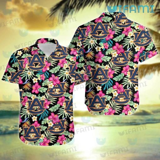 Auburn Hawaiian Shirt Flower Tropical Leaves Auburn Gift