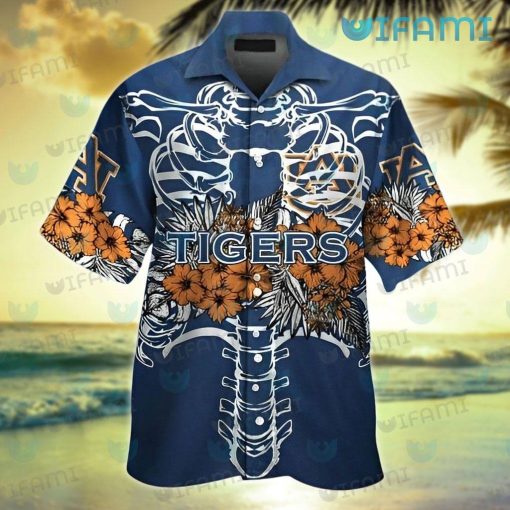 Auburn Hawaiian Shirt Ribcage Tropical Flower Auburn Tigers Gift