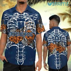 Auburn Hawaiian Shirt Ribcage Tropical Flower Auburn Tigers Gift