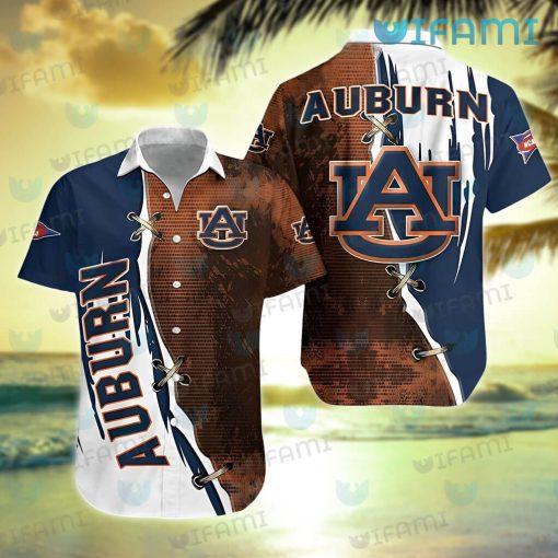 Auburn Hawaiian Shirt Stitches Grunge Pattern Auburn Gift