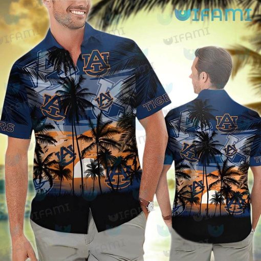 Auburn Hawaiian Shirt Sunset Coconut Tree Auburn Gift