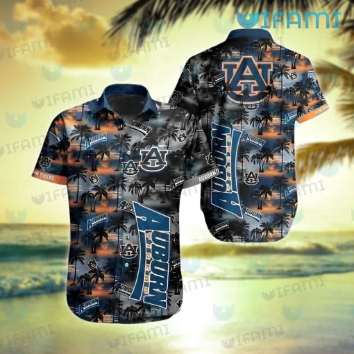 Auburn Hawaiian Shirt Sunset Dark Coconut Tree Auburn Gift