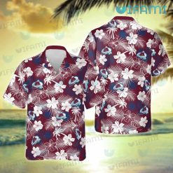 Avalanche Hawaiian Shirt White Hibiscus Palm Leaves Colorado Avalanche Gift