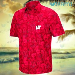 Badger Hawaiian Shirt Red Palm Leaves Wisconsin Badgers Gift