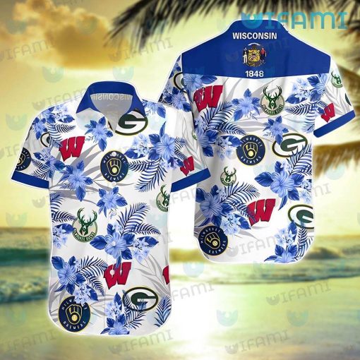 Badgers Hawaiian Shirt Brewers Bucks Packers Wisconsin Badgers Gift