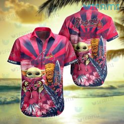 Braves Hawaiian Shirt Baby Yoda Tiki Mask Atlanta Braves Gift