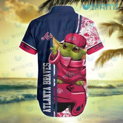 Braves Hawaiian Shirt Baby Yoda Tropical Flower Atlanta Braves Present Back