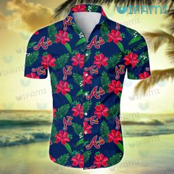 Braves Hawaiian Shirt Flower Tropical Leaves Atlanta Braves Gift