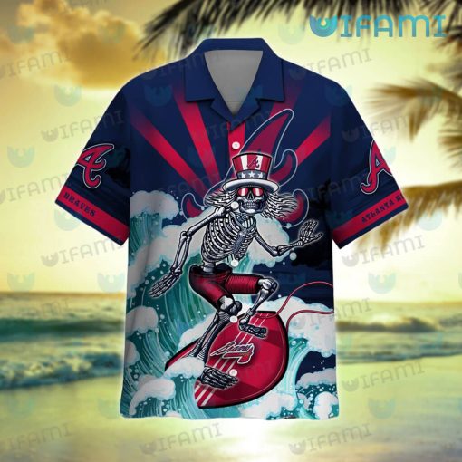 Braves Hawaiian Shirt Grateful Dead Skeleton Surfing Atlanta Braves Gift