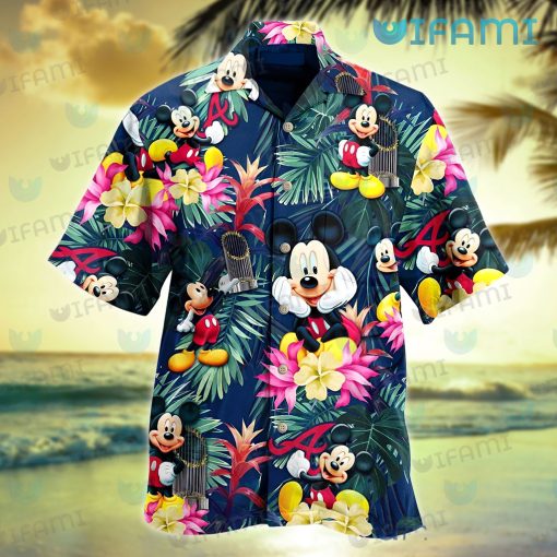 Braves Hawaiian Shirt Mickey Trophy Tropical Flower Atlanta Braves Gift