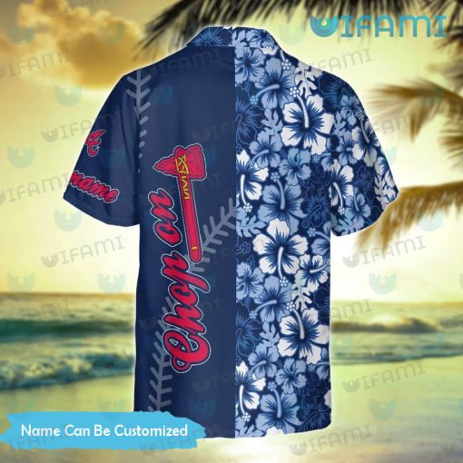 Braves Hawaiian Shirt Stitches Hibiscus Pattern Custom Atlanta Braves Gift