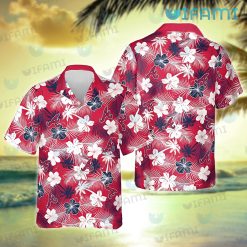 Braves Hawaiian Shirt White Blue Hibiscus Palm Leaf Atlanta Braves Gift