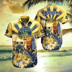 Brewers Hawaiian Shirt Baby Yoda Tiki Mask Milwaukee Brewers Gift