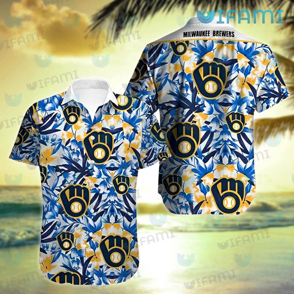 Brewers Hawaiian Shirt Blue Flower Tropical Milwaukee Brewers Gift -  Personalized Gifts: Family, Sports, Occasions, Trending