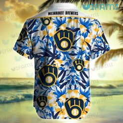 Brewers Hawaiian Shirt Blue Flower Tropical Milwaukee Brewers Gift