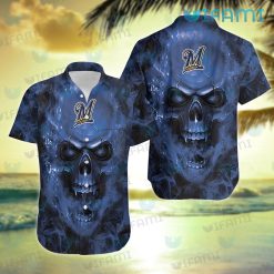 Brewers Hawaiian Shirt Flaming Skull Milwaukee Brewers Gift