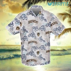 Brewers Hawaiian Shirt Hibiscus Palm Leaf Milwaukee Brewers Gift