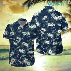 Brewers Hawaiian Shirt Hibiscus Tropical Leaves Milwaukee Brewers Gift