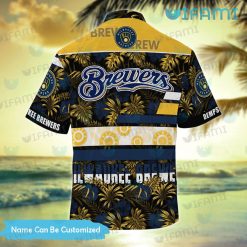 Brewers Hawaiian Shirt Navy Hibiscus Palm Leaf Custom Milwaukee Brewers Gift