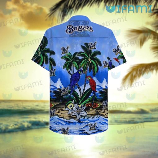 Brewers Hawaiian Shirt Parrot Couple Tropical Beach Milwaukee Brewers Gift