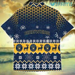 Brewers Hawaiian Shirt Reindeer Snowflake Pattern Milwaukee Brewers Present Back