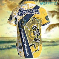 Brewers Hawaiian Shirt Skeleton Dancing Milwaukee Brewers Gift