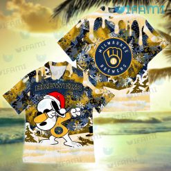 Brewers Hawaiian Shirt Snoopy Dabbing Snowflake Milwaukee Brewers Gift