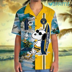 Brewers Hawaiian Shirt Snoopy Surfing Summer Beach Milwaukee Brewers Gift