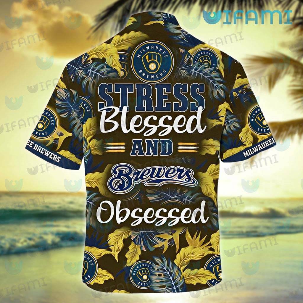 [LIMITED] Milwaukee Brewers MLB-Summer Hawaiian Shirt And Shorts, Stress  Blessed Obsessed For Fans