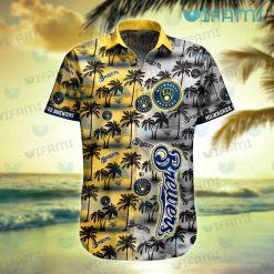 Brewers Hawaiian Shirt Sunset Dark Coconut Tree Milwaukee Brewers Present