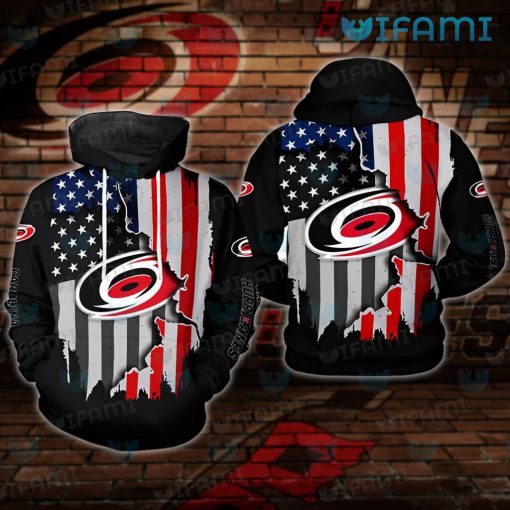 Carolina Hurricanes Hoodie 3D Broken USA Flag Carolina Hurricanes Gift