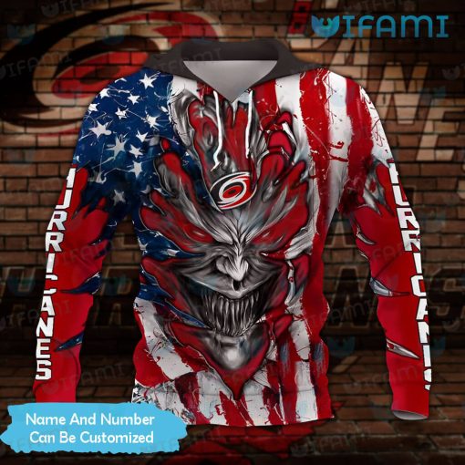 Carolina Hurricanes Hoodie 3D Demon USA Flag Custom Carolina Hurricanes Gift