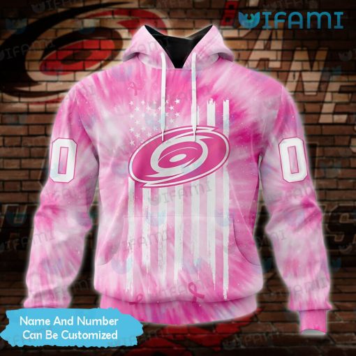 Carolina Hurricanes Hoodie 3D Pink Tie Dye Breast Cancer Custom Carolina Hurricanes Gift