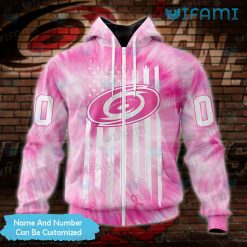 Carolina Hurricanes Hoodie 3D Pink Tie Dye Breast Cancer Custom Carolina Hurricanes Zipper