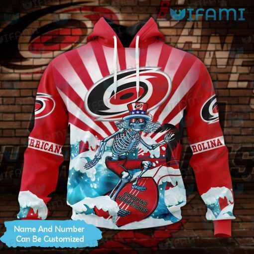 Carolina Hurricanes Hoodie 3D Skeleton Surfing Custom Carolina Hurricanes Gift