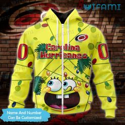 Carolina Hurricanes Hoodie 3D SpongeBob Lights Custom Carolina Hurricanes Zipper