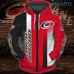 Carolina Hurricanes Hoodie 3D Stripe Pattern Carolina Hurricanes Zipper