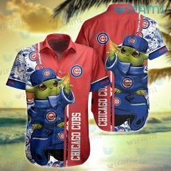 Chicago Cubs Hawaiian Shirt Baby Yoda Tropical Flower Cubs Present