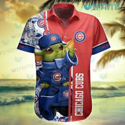 Chicago Cubs Hawaiian Shirt Baby Yoda Tropical Flower Cubs Present Front