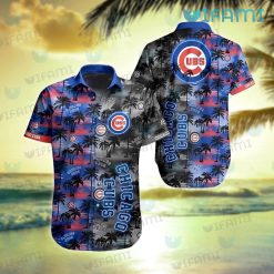 Chicago Cubs Hawaiian Shirt Sunset Dark Coconut Tree Cubs Gift
