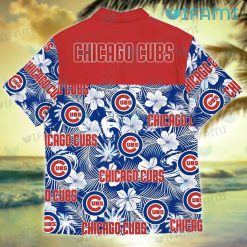 Chicago Cubs Hawaiian Shirt White Hibiscus Leaf Cubs Present Back