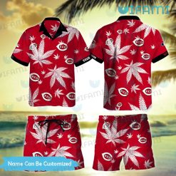 Cincinnati Reds Hawaiian Shirt Cannabis Leaves Custom Cincinnati Reds Gift