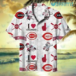 Cincinnati Reds Hawaiian Shirt Graphic Design I Love Cincinnati Reds Gift