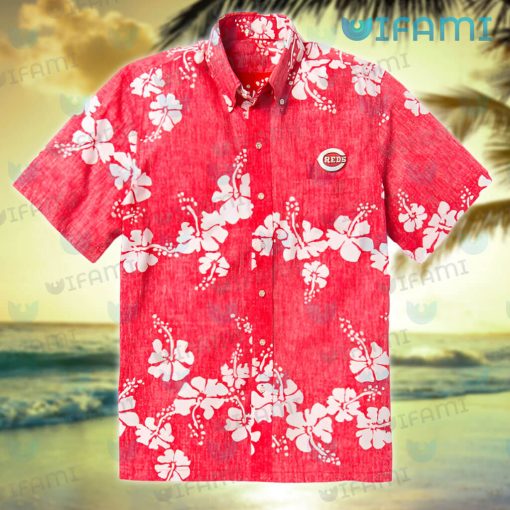 Cincinnati Reds Hawaiian Shirt Hibiscus Pattern Cincinnati Reds Gift