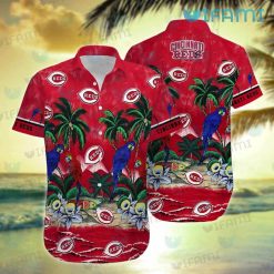 Cincinnati Reds Hawaiian Shirt Parrot Couple Tropical Sea Cincinnati Reds Present Back