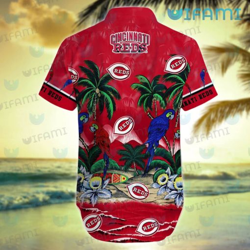 Cincinnati Reds Hawaiian Shirt Parrot Couple Tropical Sea Cincinnati Reds Gift