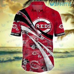 Cincinnati Reds Hawaiian Shirt Tropical Flower Cincinnati Reds Present Front